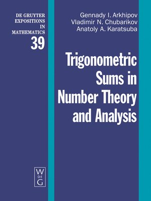 cover image of Trigonometric Sums in Number Theory and Analysis